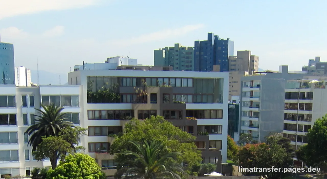San Isidro financial district skyline with the El Olivar olive grove park in the foreground