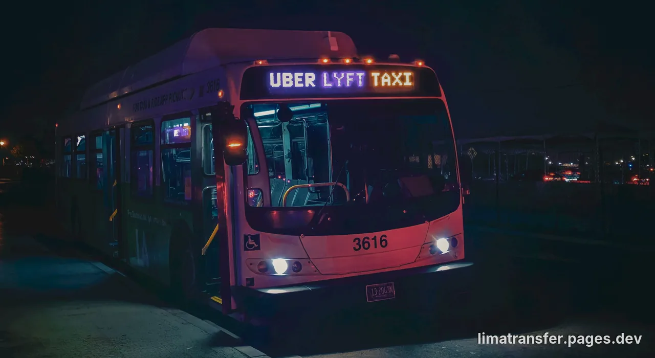 Three transfer vehicle types lined up at Lima airport — a private sedan, an Uber, and an official airport taxi