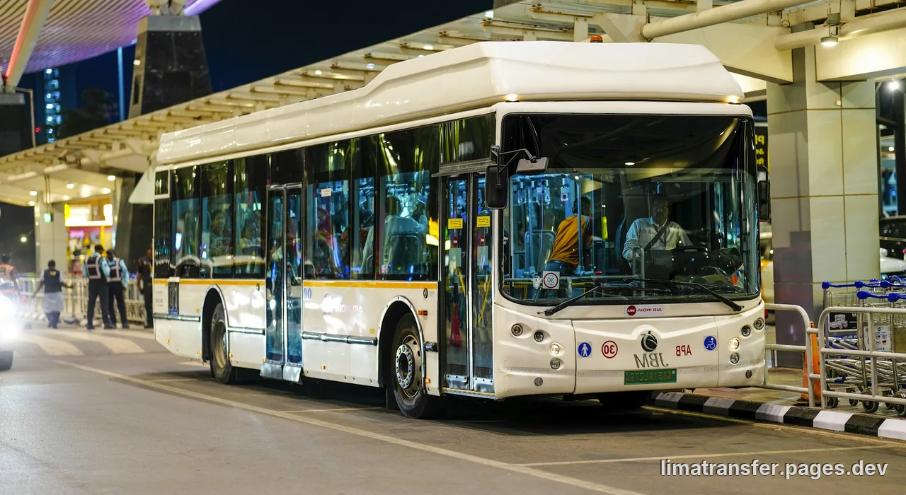 Shared airport shuttle vehicle picking up multiple passengers at Lima airport curb